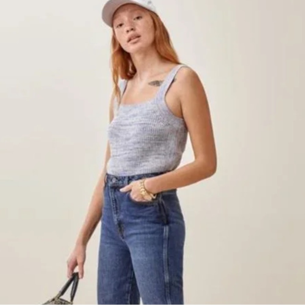 Reformation Blue Yeta Cotton Sweater Tank Blue Small